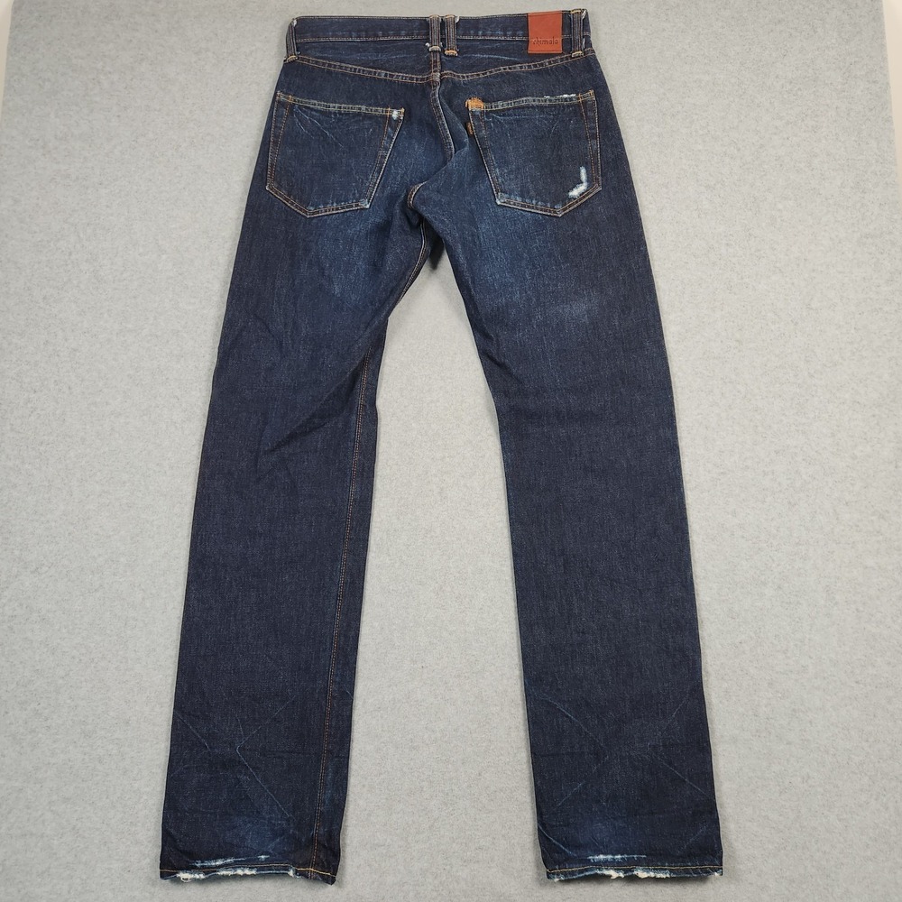 Chimala Jeans 31x34 Blue Raw Denim Straight Button Fly Distressed Made In Japan - Picture 2 of 16